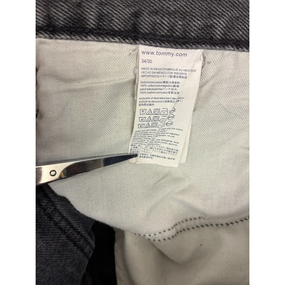 Tommy Hilfiger Denim Jeans Mens 34x30 Gray Black Straight Leg 100% Cotton